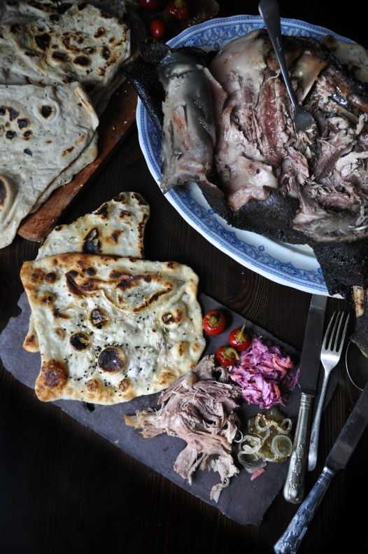Wild boar, flatbreads and pickles