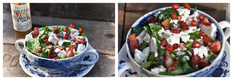 Feta and bacon salad with Raspberry and chilli vinegar
