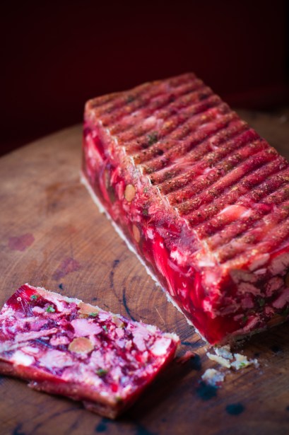 Ham hock beetroot and horseradish terrine